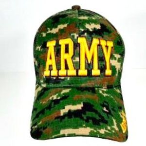 US Army Puff Embroidery Digital Camo Baseball Cap Camouflage 100% Cotton